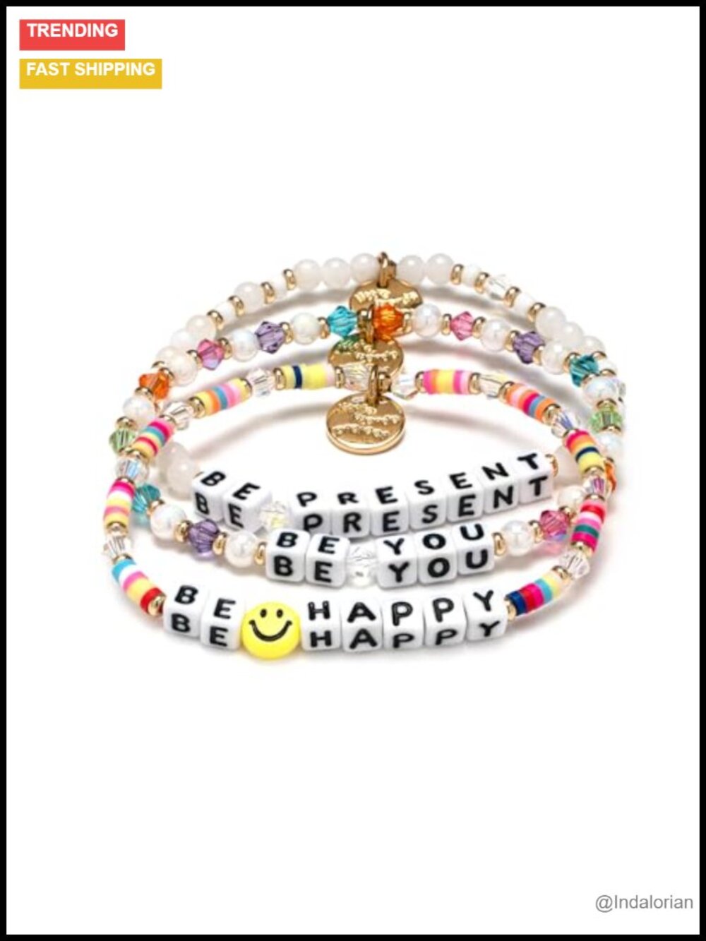 Gold Plated Beaded Stretch Bracelet Handcrafted Elastic One Size Fits Most
